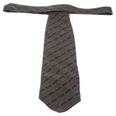 Giorgio Armani Green & Red Diagonal Stripes Silk Jacquard Tie