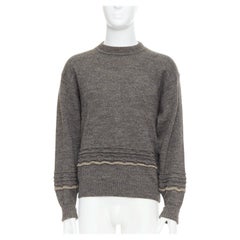 GIORGIO ARMANI Pull à appliques gris alpaca mohair mélangé