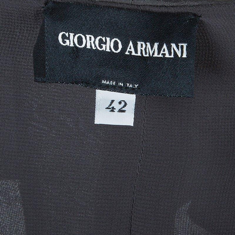 Giorgio Armani Grey Belted Silk Dress M In Excellent Condition In Dubai, Al Qouz 2