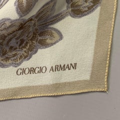 GIORGIO ARMANI Grey Blue Floral Silk Scarf Shawl