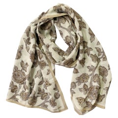 GIORGIO ARMANI Chal de seda floral gris azulado