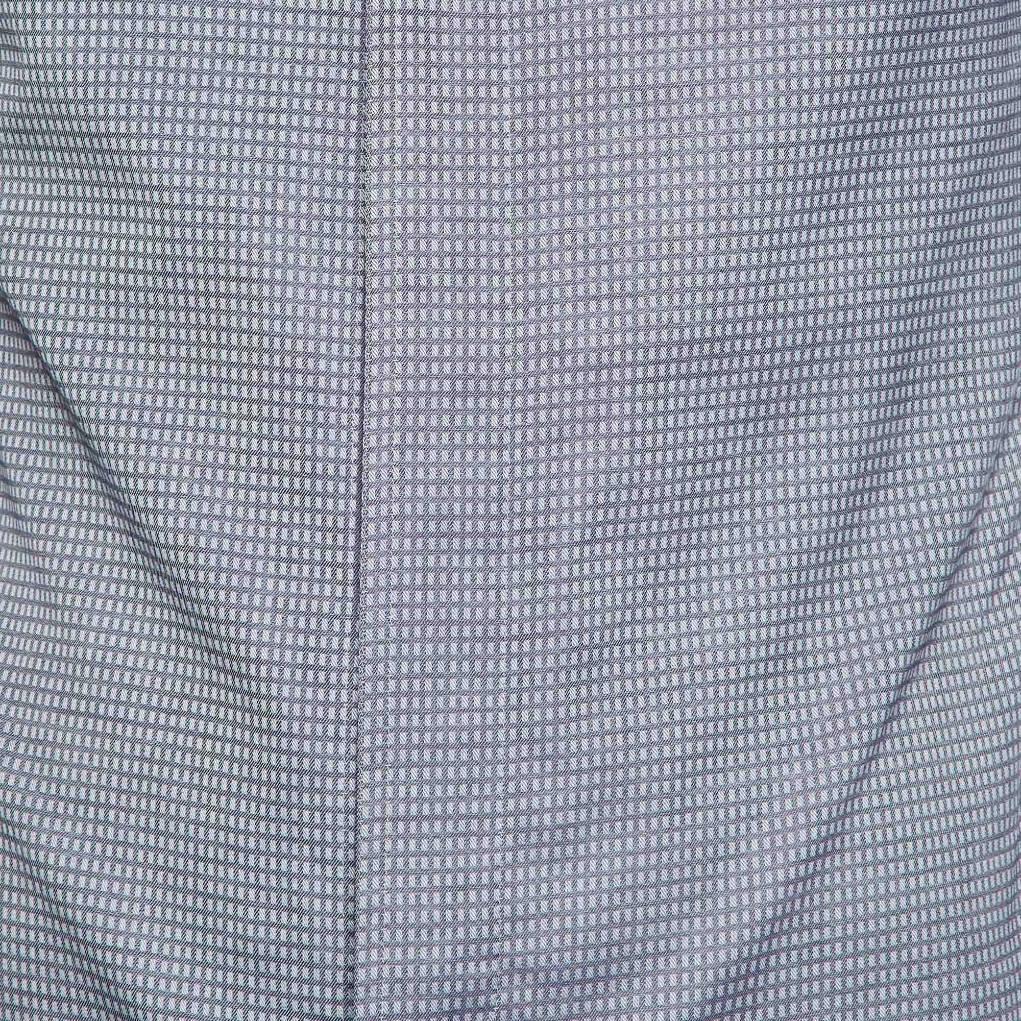Giorgio Armani Camisa abotonada de algodón a cuadros gris S Gris
