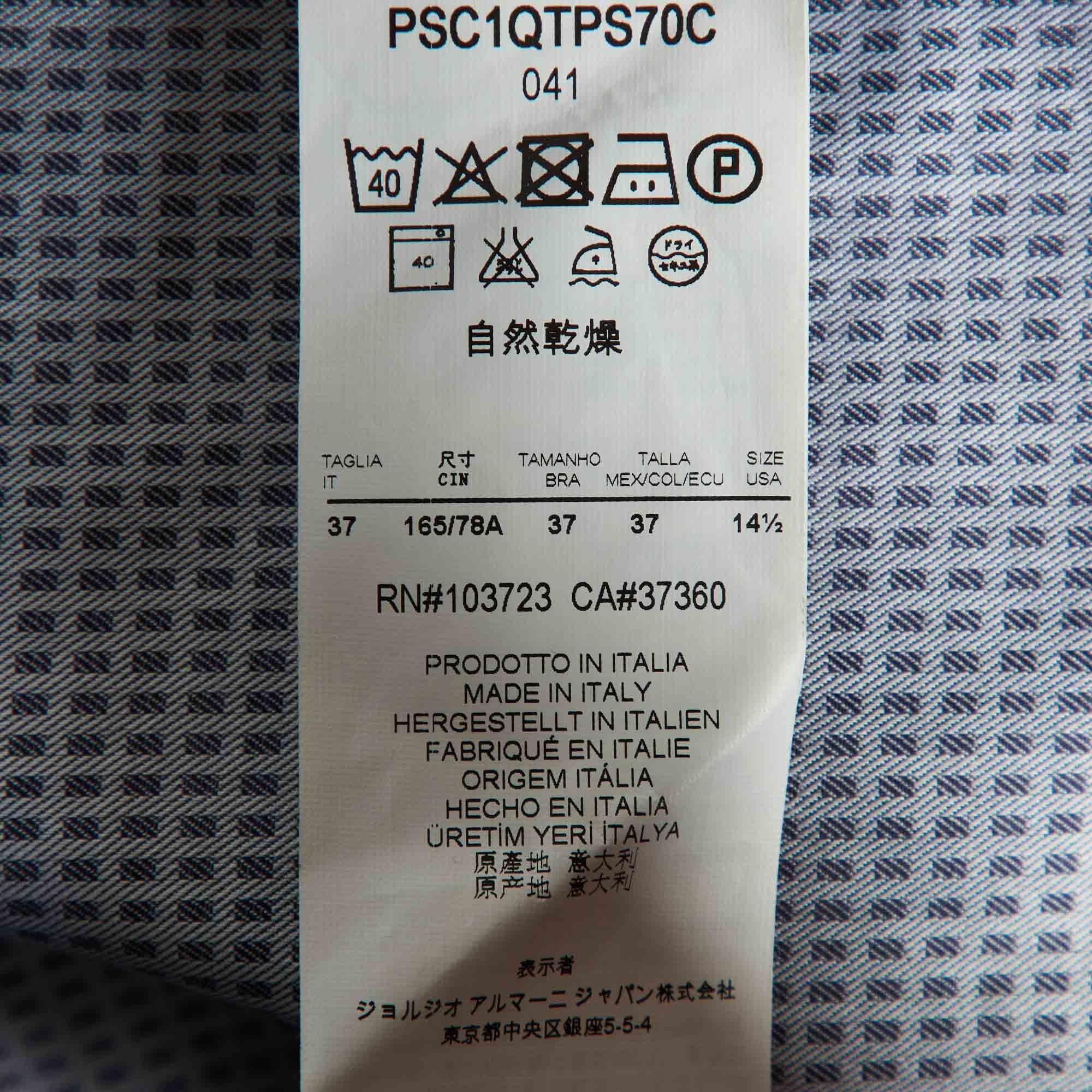 Giorgio Armani Camisa abotonada de algodón a cuadros gris S 3