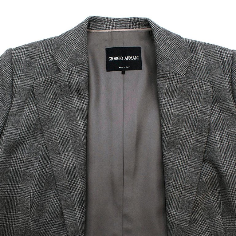 Giorgio Armani Grey Checkered Wool Single Breasted Tailored Jacket ...