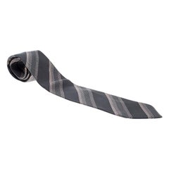 Giorgio Armani Grey Contrast Diagonal Striped Silk Jacquard Traditional Tie