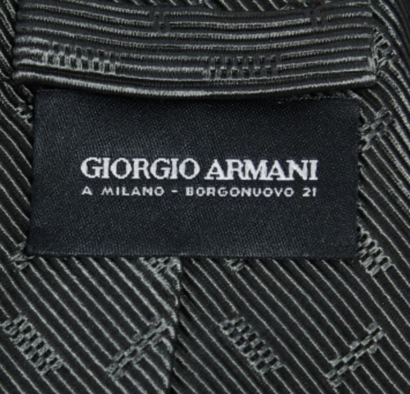 Black Giorgio Armani Grey Cotton & Silk Jacquard Tie For Sale