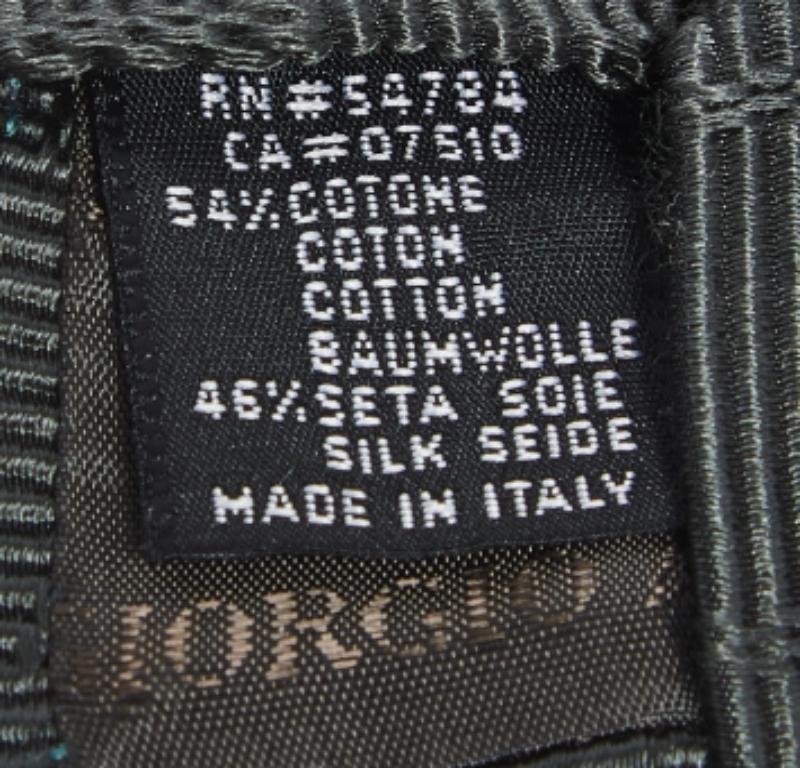 Giorgio Armani Grey Cotton & Silk Jacquard Tie In Good Condition For Sale In Dubai, Al Qouz 2