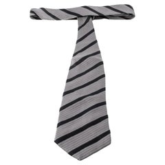 Giorgio Armani Grey Diagonal Striped Silk Jacquard Tie