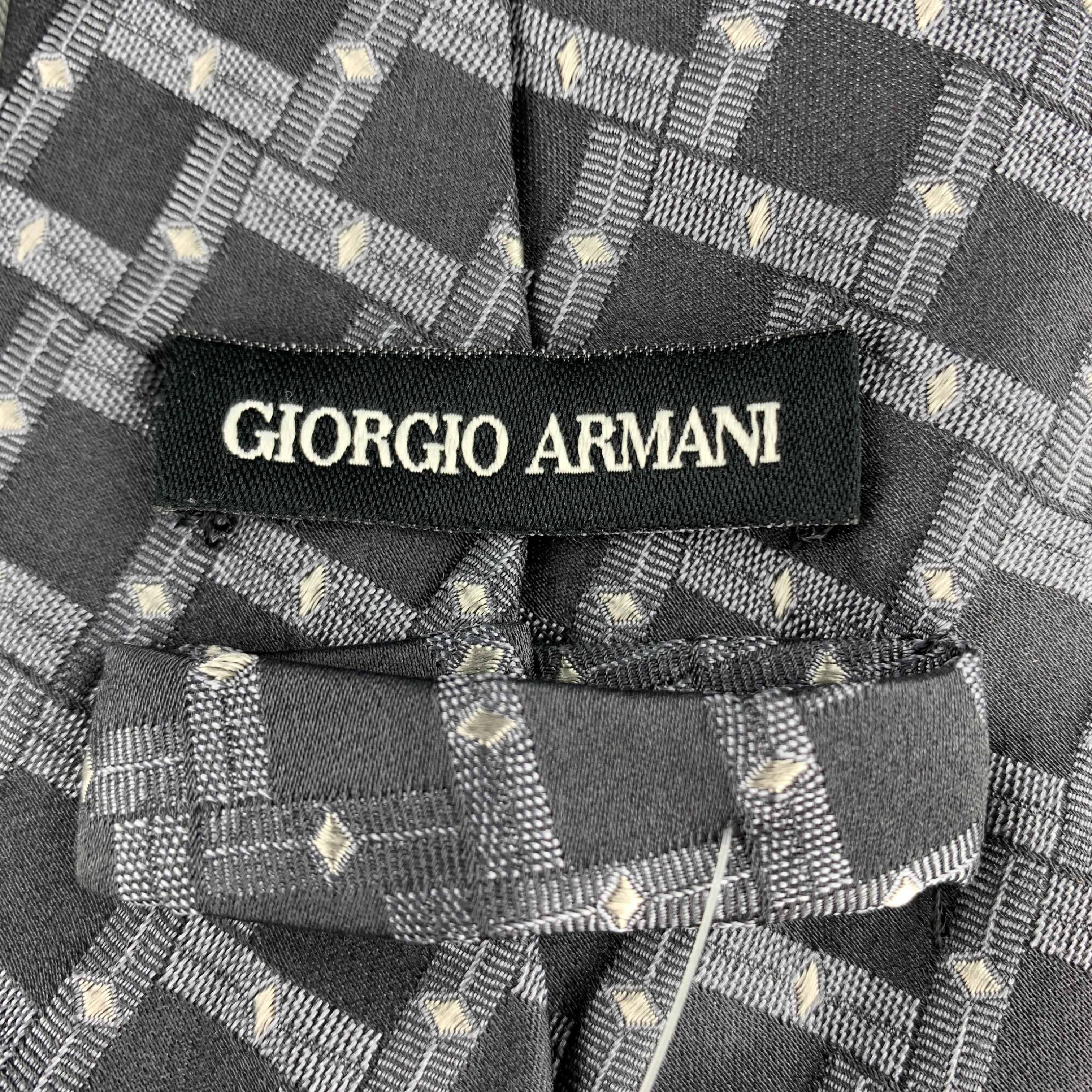 Gray GIORGIO ARMANI Grey Geometric Silk Tie