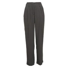 Giorgio Armani Graue plissierte Hose mit Fischgrätenmuster S