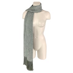 GIORGIO ARMANI Grey Jacquard Silk Fringe Scarf