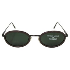 Giorgio Armani Grey Oval Metal Frame Sunglasses circa 1990s