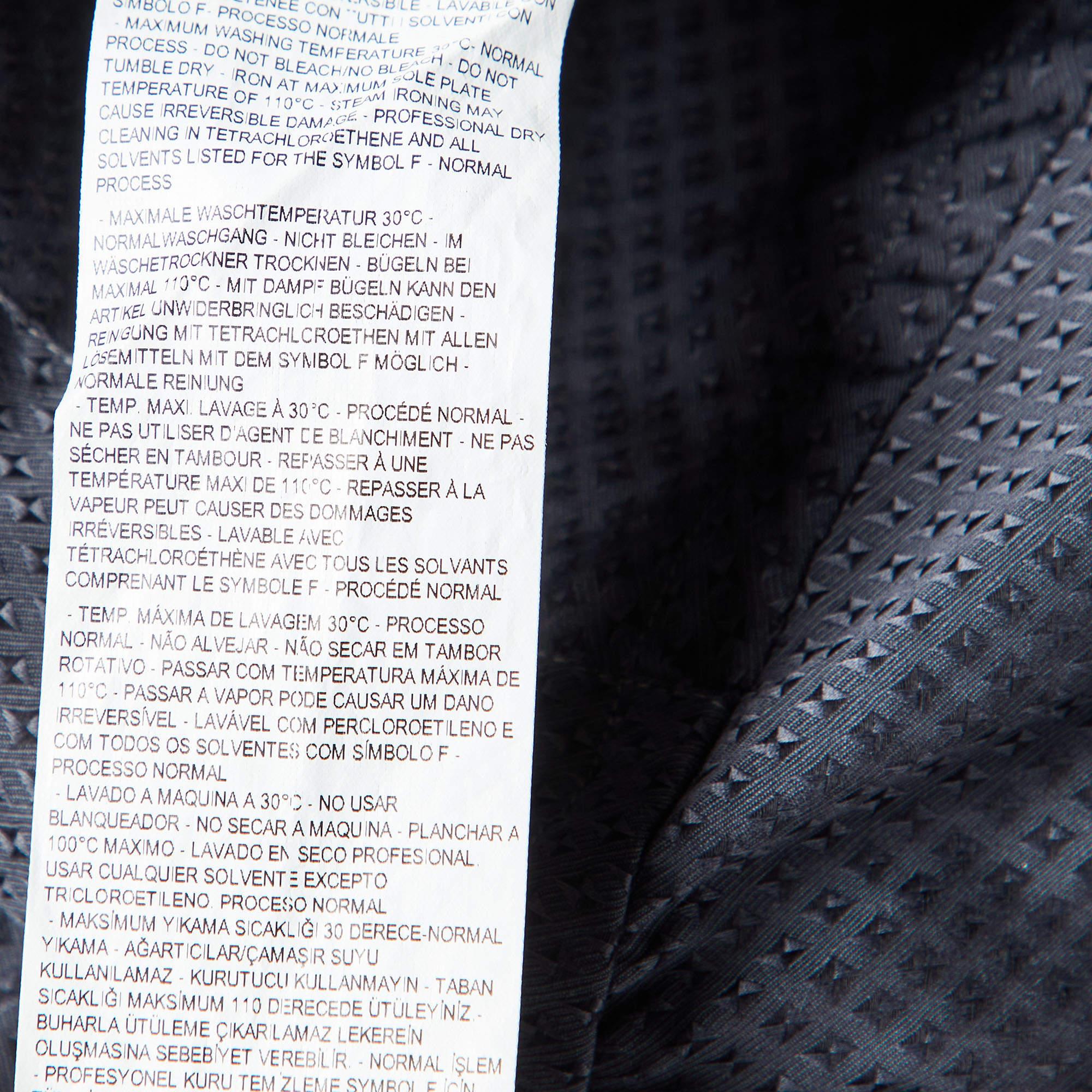 Giorgio Armani - Camicia abbottonata in cotone grigio a fantasia M. in vendita 2