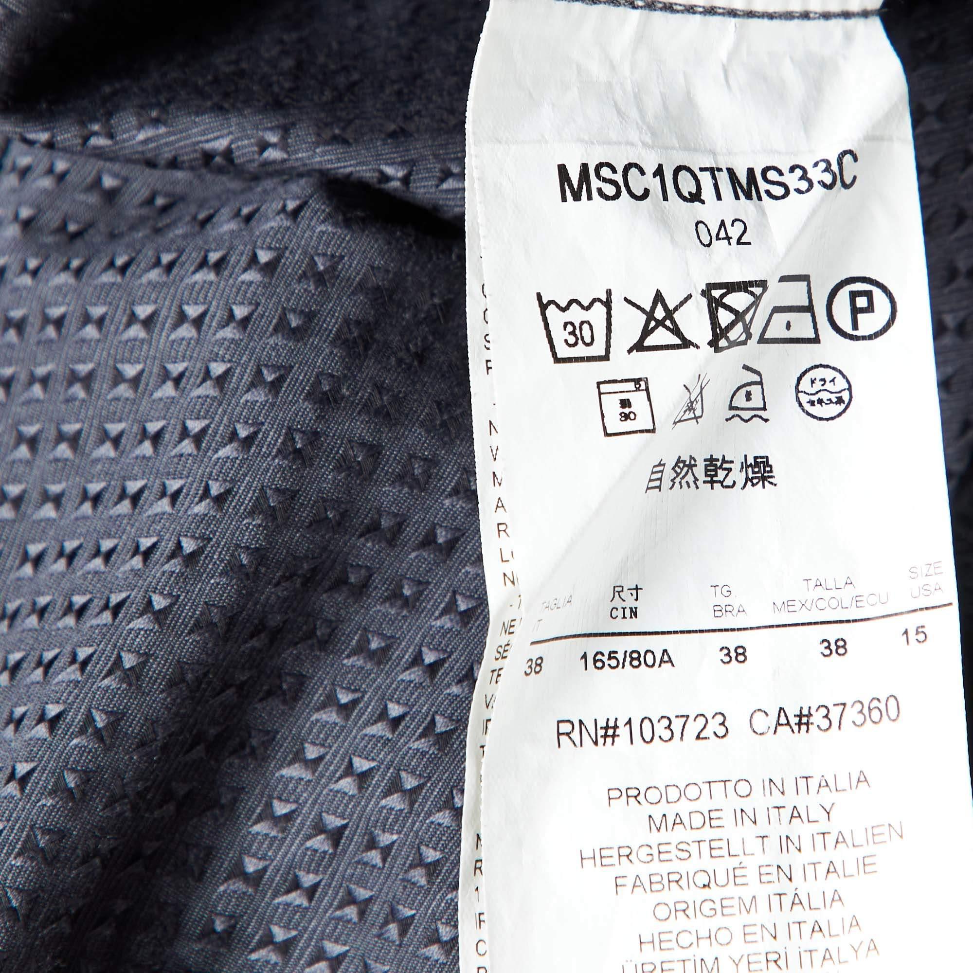 Giorgio Armani - Camicia abbottonata in cotone grigio a fantasia M. in vendita 3