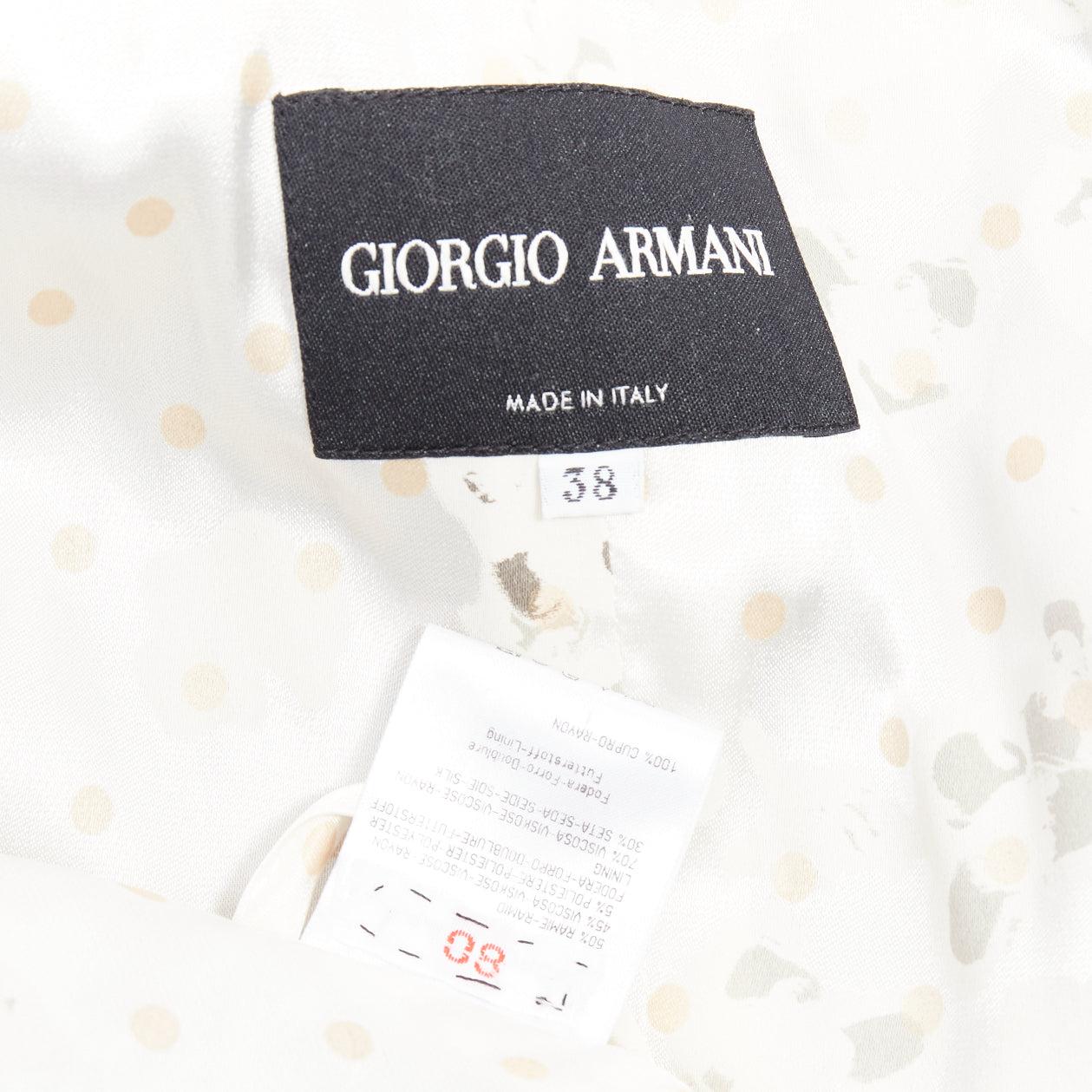 GIORGIO ARMANI grey ramie blend ruched kimono wrap crop blazer IT38 XS For Sale 3