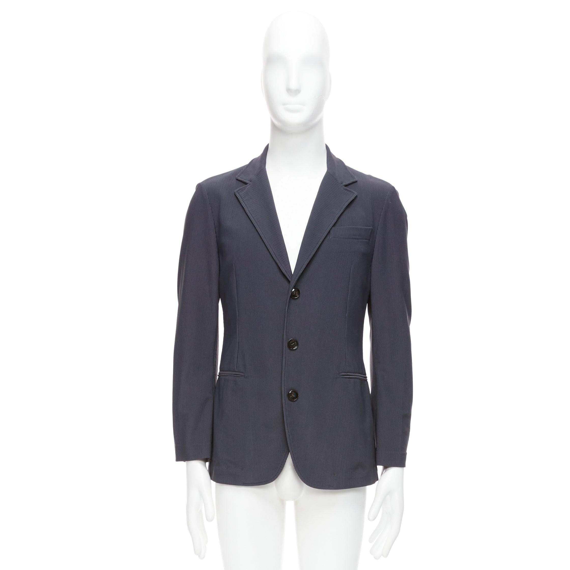 GIORGIO ARMANI grey ribbed fabric buttons single breasted blazer IT50 L For Sale 6