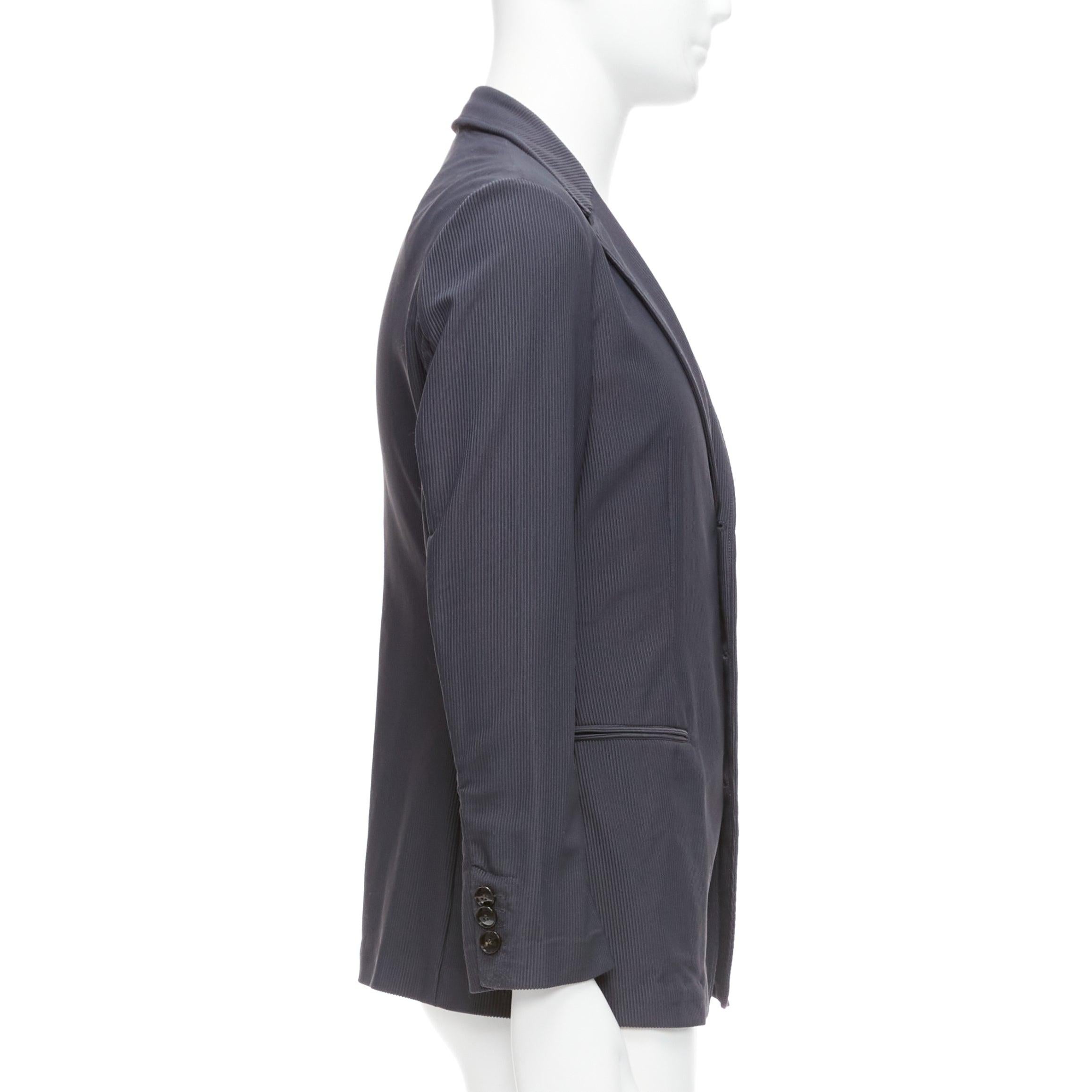 GIORGIO ARMANI grey ribbed fabric buttons single breasted blazer IT50 L For Sale 1