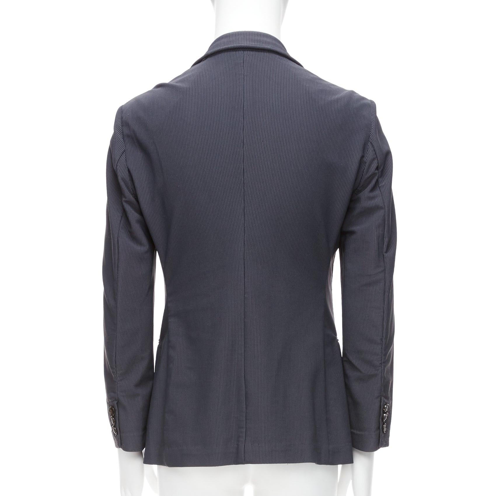 GIORGIO ARMANI grey ribbed fabric buttons single breasted blazer IT50 L For Sale 2