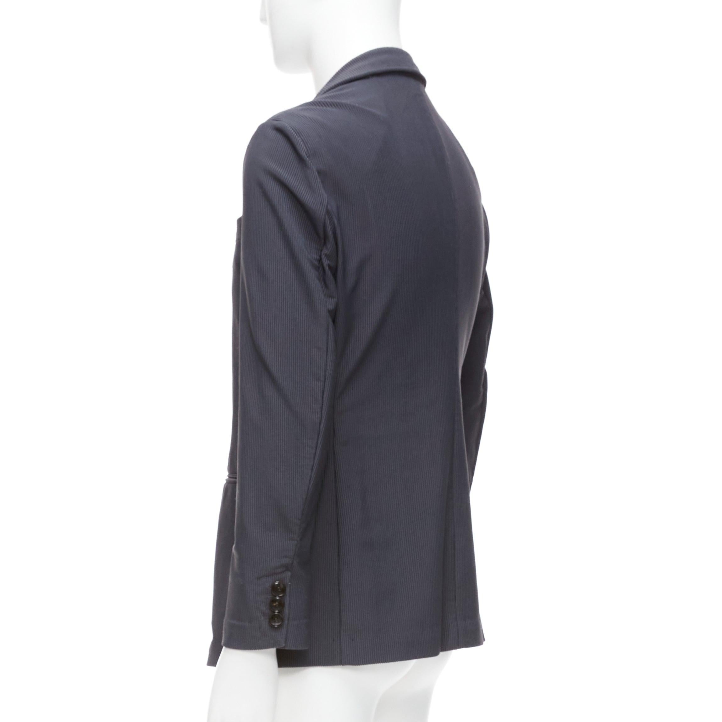 GIORGIO ARMANI grey ribbed fabric buttons single breasted blazer IT50 L For Sale 3