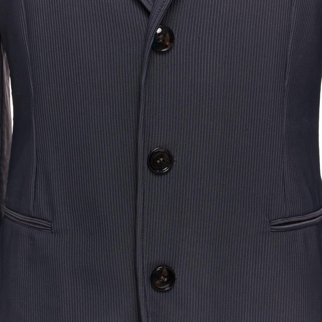 GIORGIO ARMANI grey ribbed fabric buttons single breasted blazer IT50 L For Sale 4
