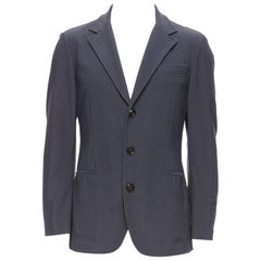 GIORGIO ARMANI grey ribbed fabric buttons single breasted blazer IT50 L