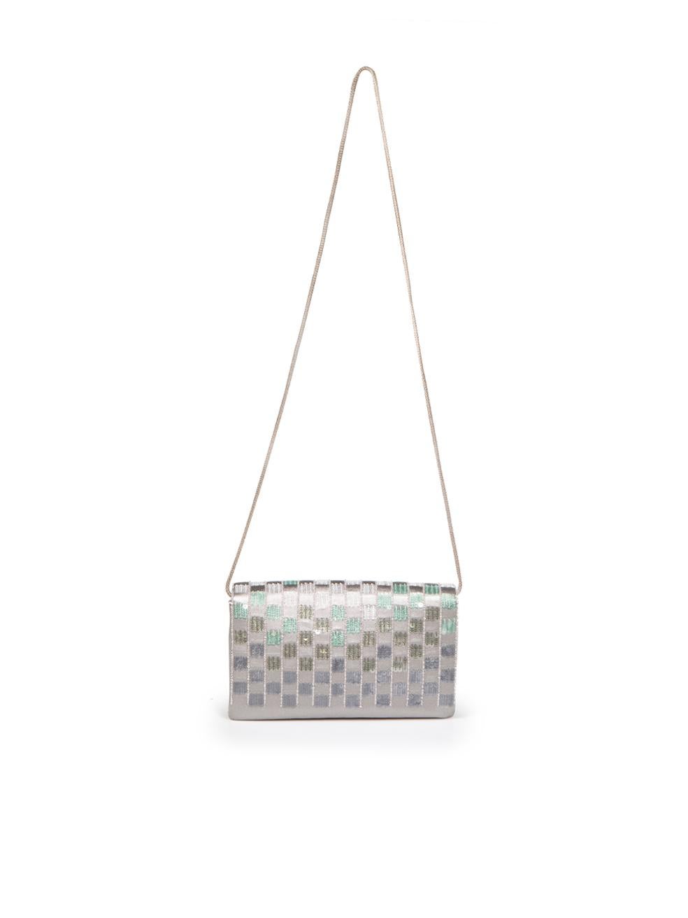 Giorgio Armani Grey Sequinned Embellished Clutch In New Condition In London, GB