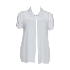 Giorgio Armani Graue Bluse aus Seidenkrepp mit offener Vorderseite, M