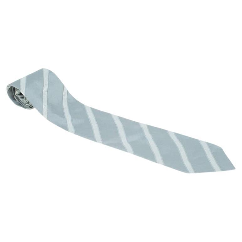 Giorgio Armani Grey Striped Silk Tie For Sale