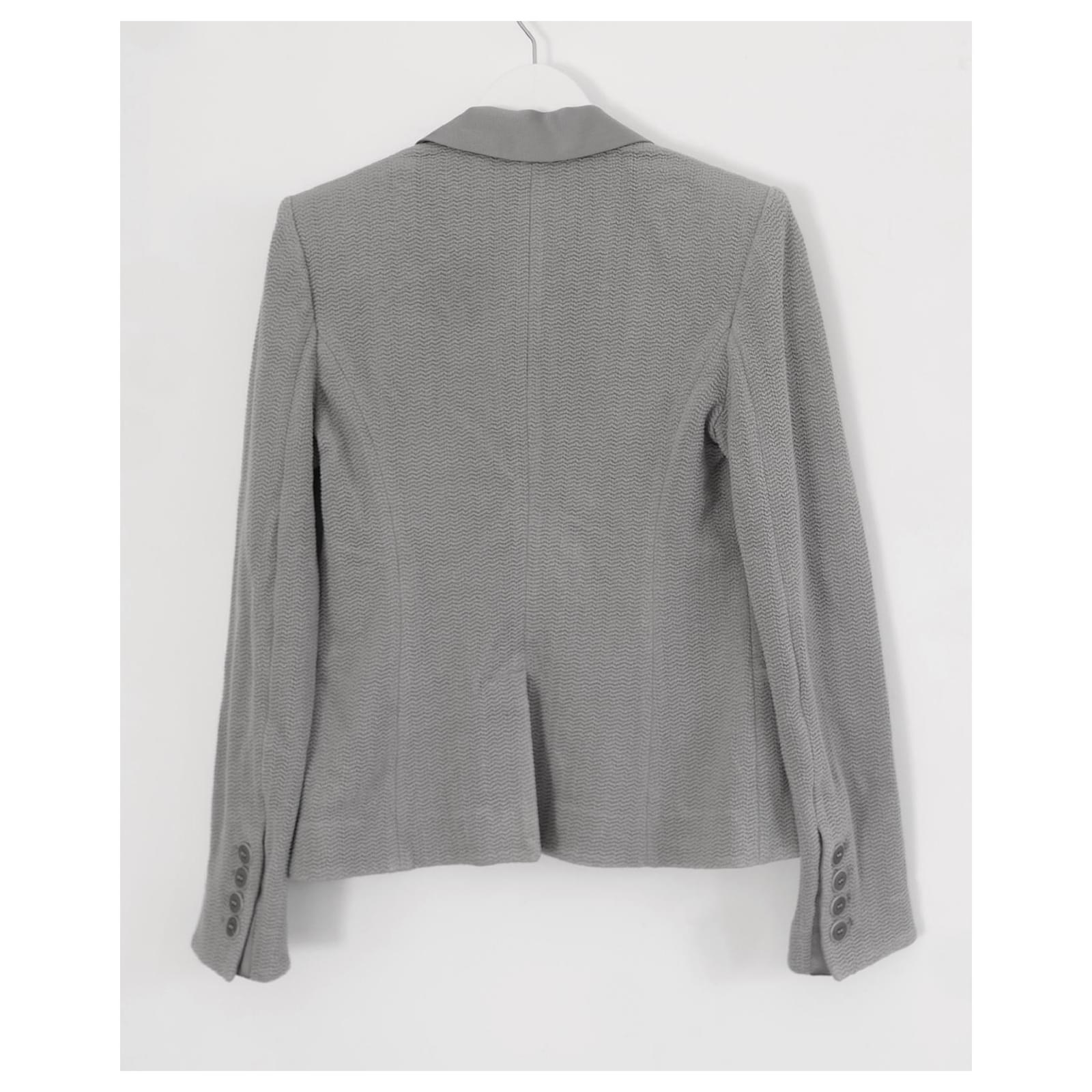 Giorgio Armani Grey Textured Blazer Jacket In New Condition For Sale In London, GB