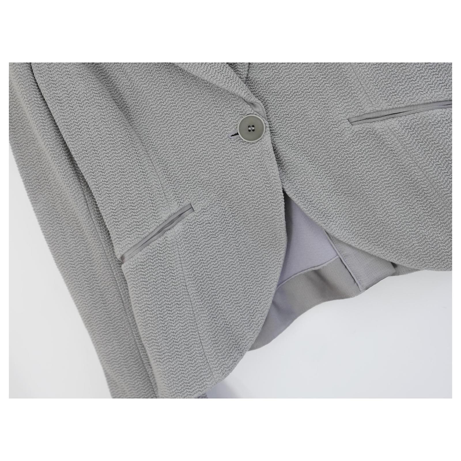 Women's Giorgio Armani Grey Textured Blazer Jacket For Sale