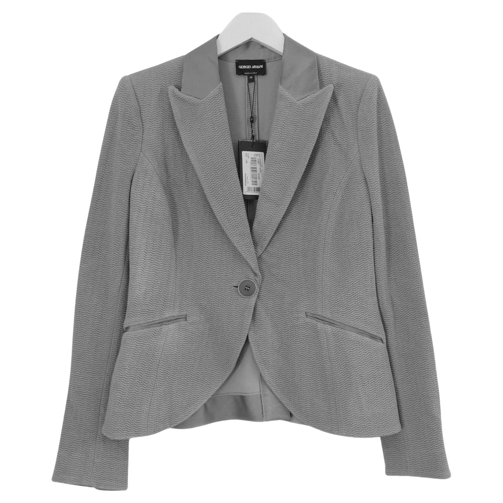 Giorgio Armani Grey Textured Blazer Jacket For Sale
