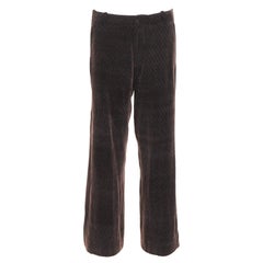 GIORGIO ARMANI grey velvet textured high waisted wide leg cropped pants IT46 S