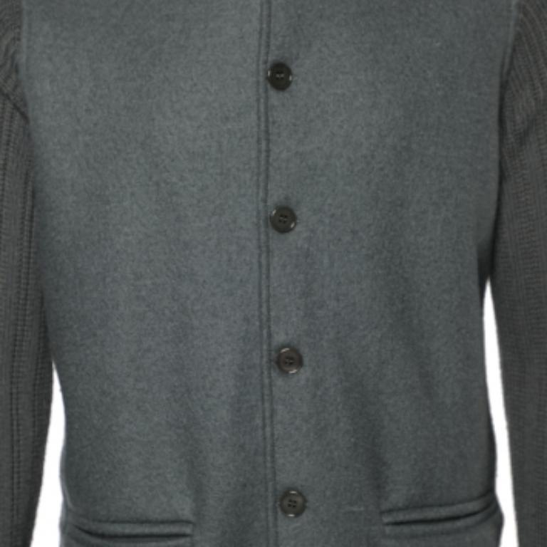 Giorgio Armani Chaqueta gris de lana y punto con detalle de mangas y botones delante XL Negro en venta