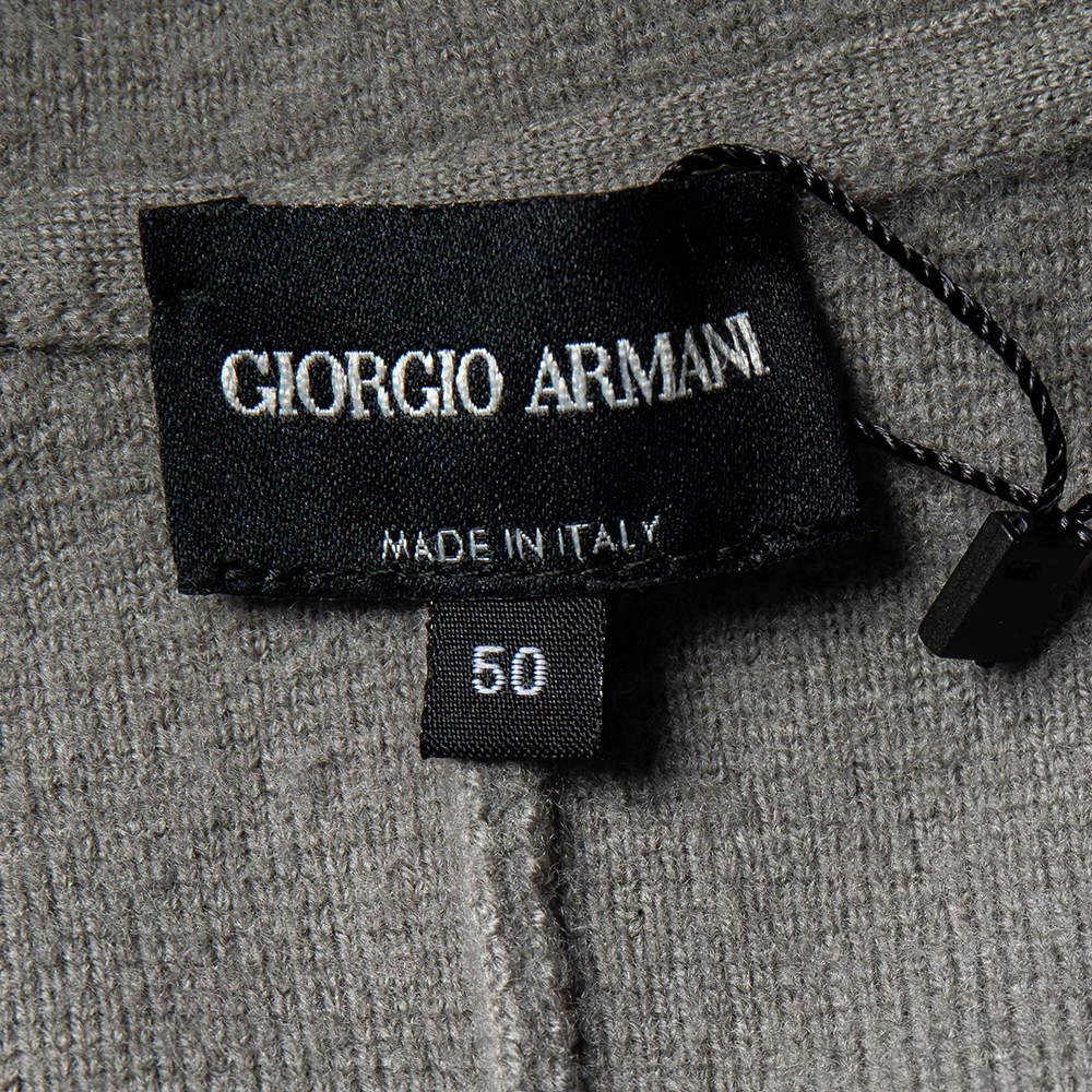 Women's Giorgio Armani Grey Wool Stripe Detailed Button Front Cardigan XL For Sale