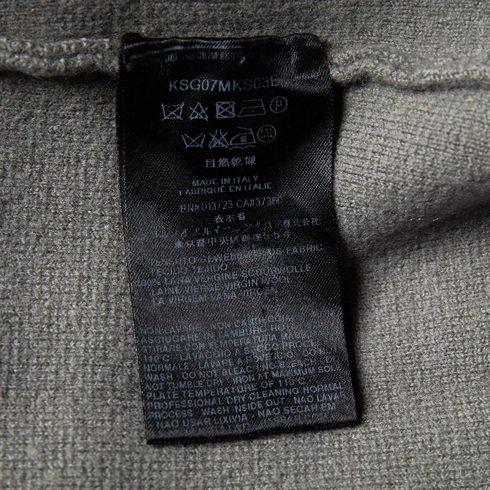 Giorgio Armani Grey Wool Stripe Detailed Button Front Cardigan XL For Sale 1