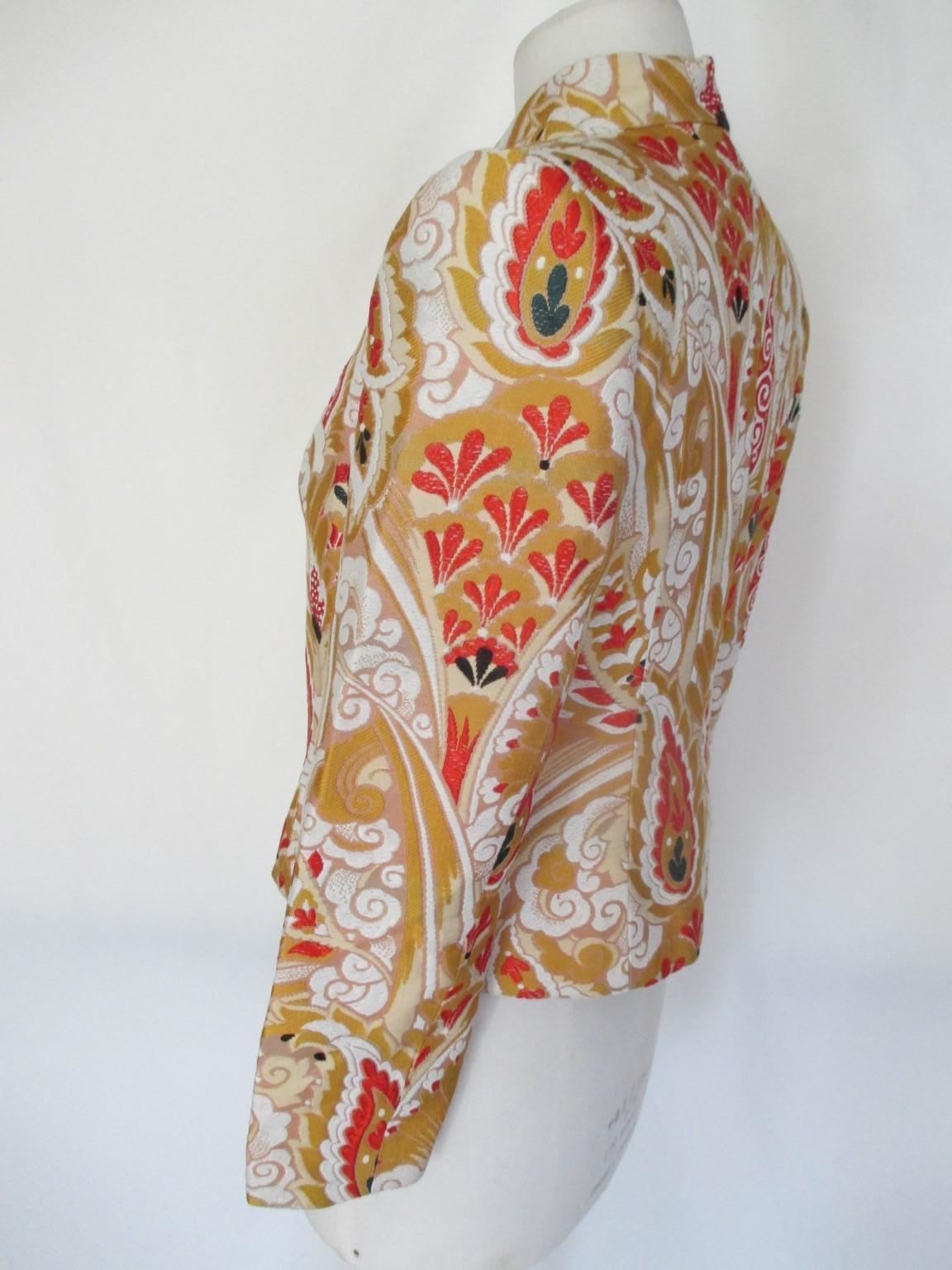 Brown Giorgio Armani Haute Couture Floral Oriental Jacket  For Sale