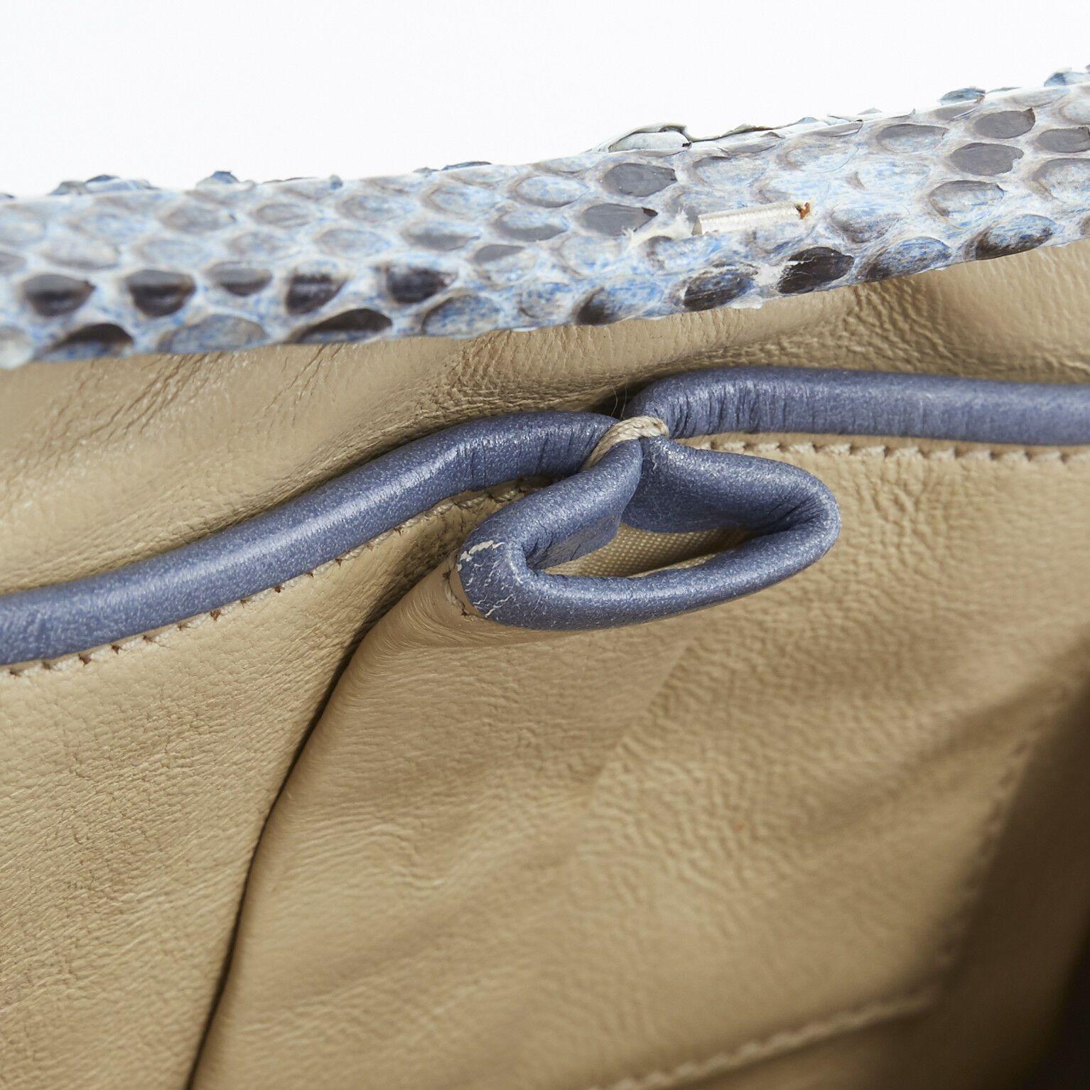 GIORGIO ARMANI holographic blue python leather top handle evening handbag bag 5