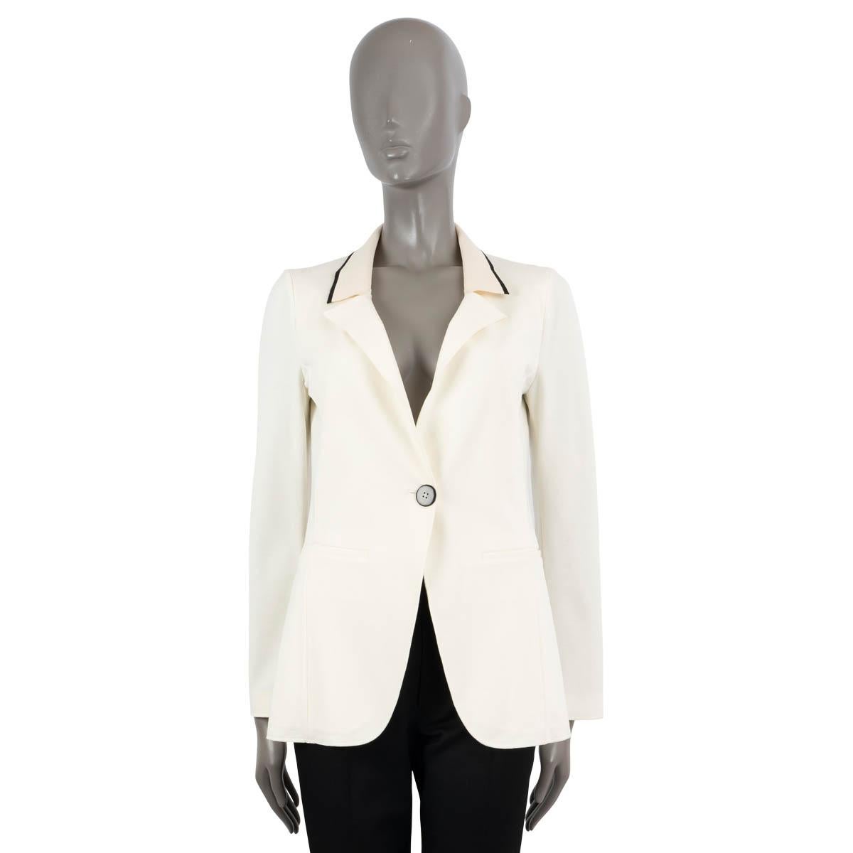 Beige GIORGIO ARMANI ivory jersey KNIT COLLAR Blazer Jacket 42 M For Sale