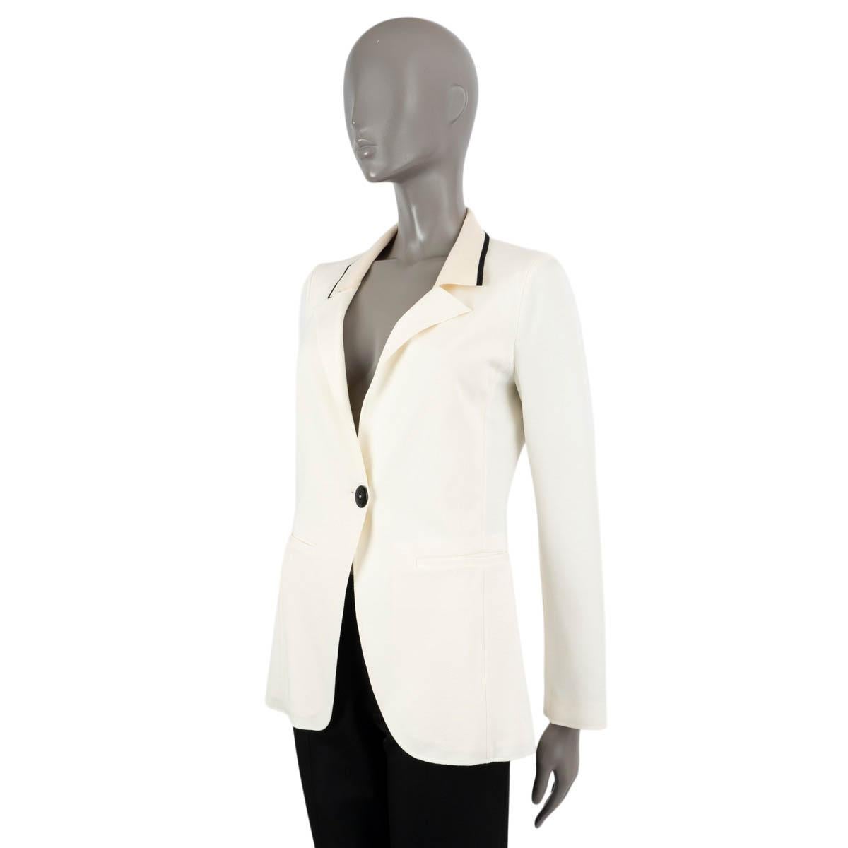 GIORGIO ARMANI ivory jersey KNIT COLLAR Blazer Jacket 42 M In Excellent Condition For Sale In Zürich, CH