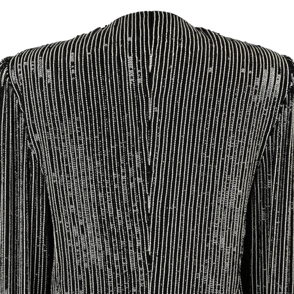 Giorgio Armani Jacket Bead Encrusted Pinstripe Black and White 48 10 to 12 10