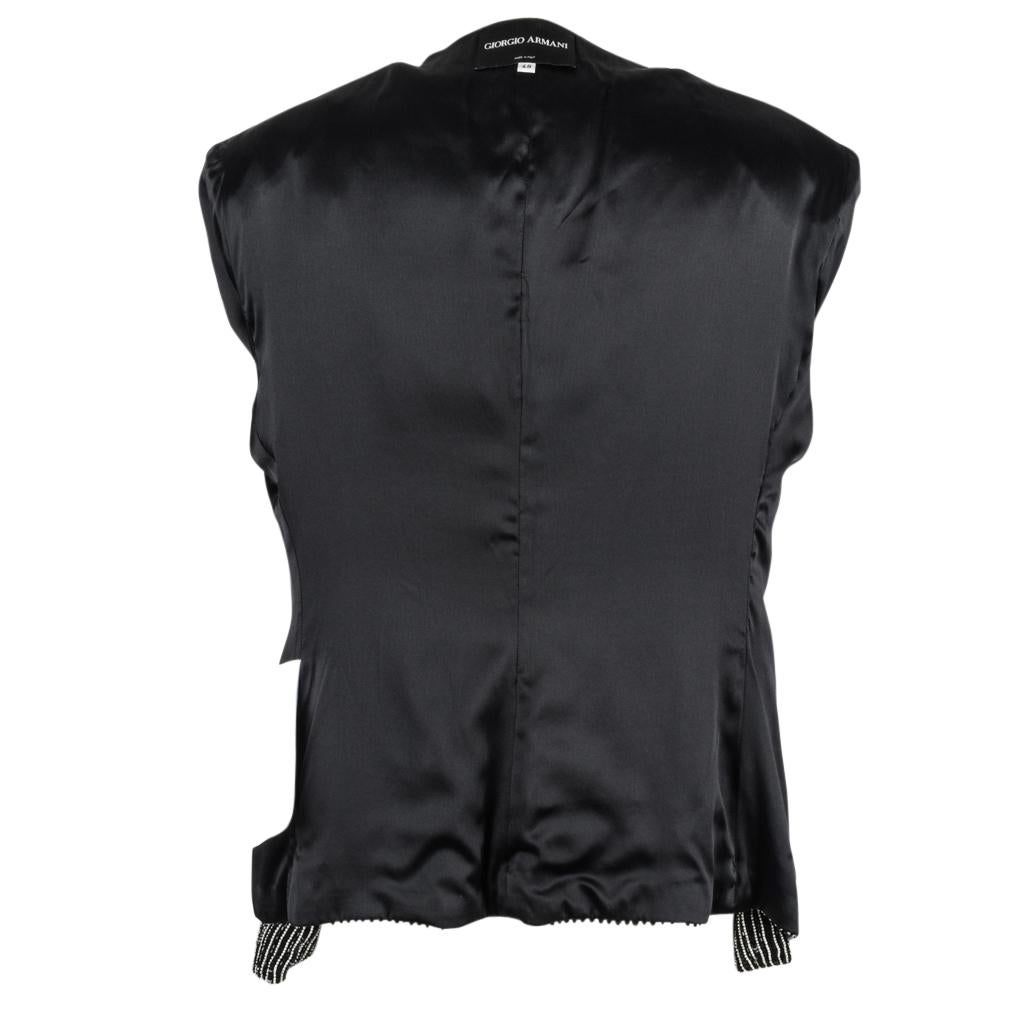 Giorgio Armani Jacket Bead Encrusted Pinstripe Black and White 48 10 to 12 11