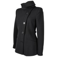 Giorgio Armani Jacket Black Modified Peacoat Bold Collar Worn Many Ways 42 / 8 