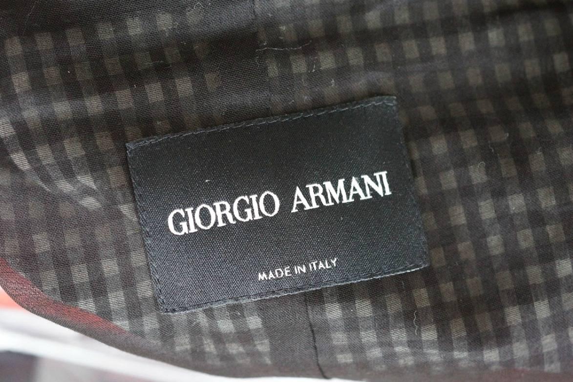Women's Giorgio Armani Black and White Check Drawstring Cotton Jacket 46 For Sale