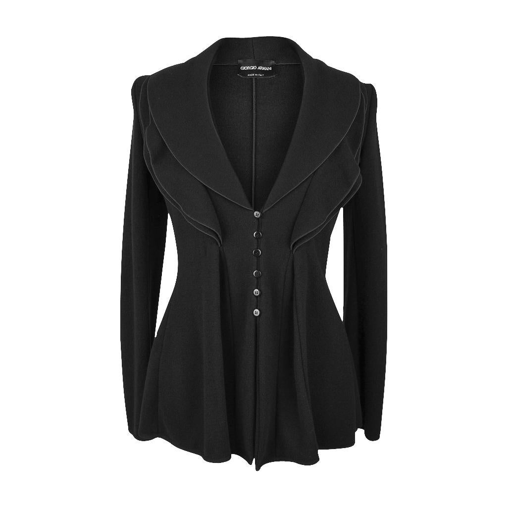 Black Giorgio Armani Jacket Layered Shawl Collar Exquisite Shape 8 