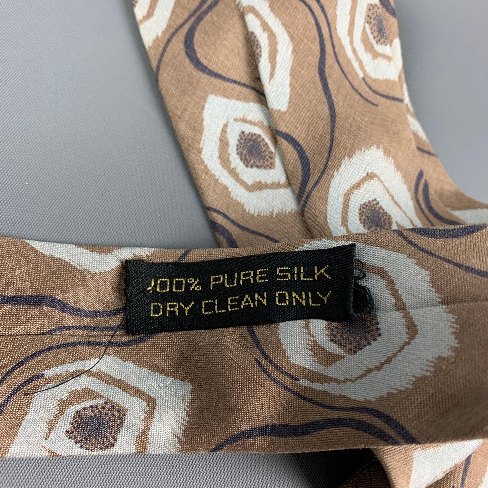 GIORGIO ARMANI Khaki Abstract Silk Tie In Good Condition For Sale In San Francisco, CA