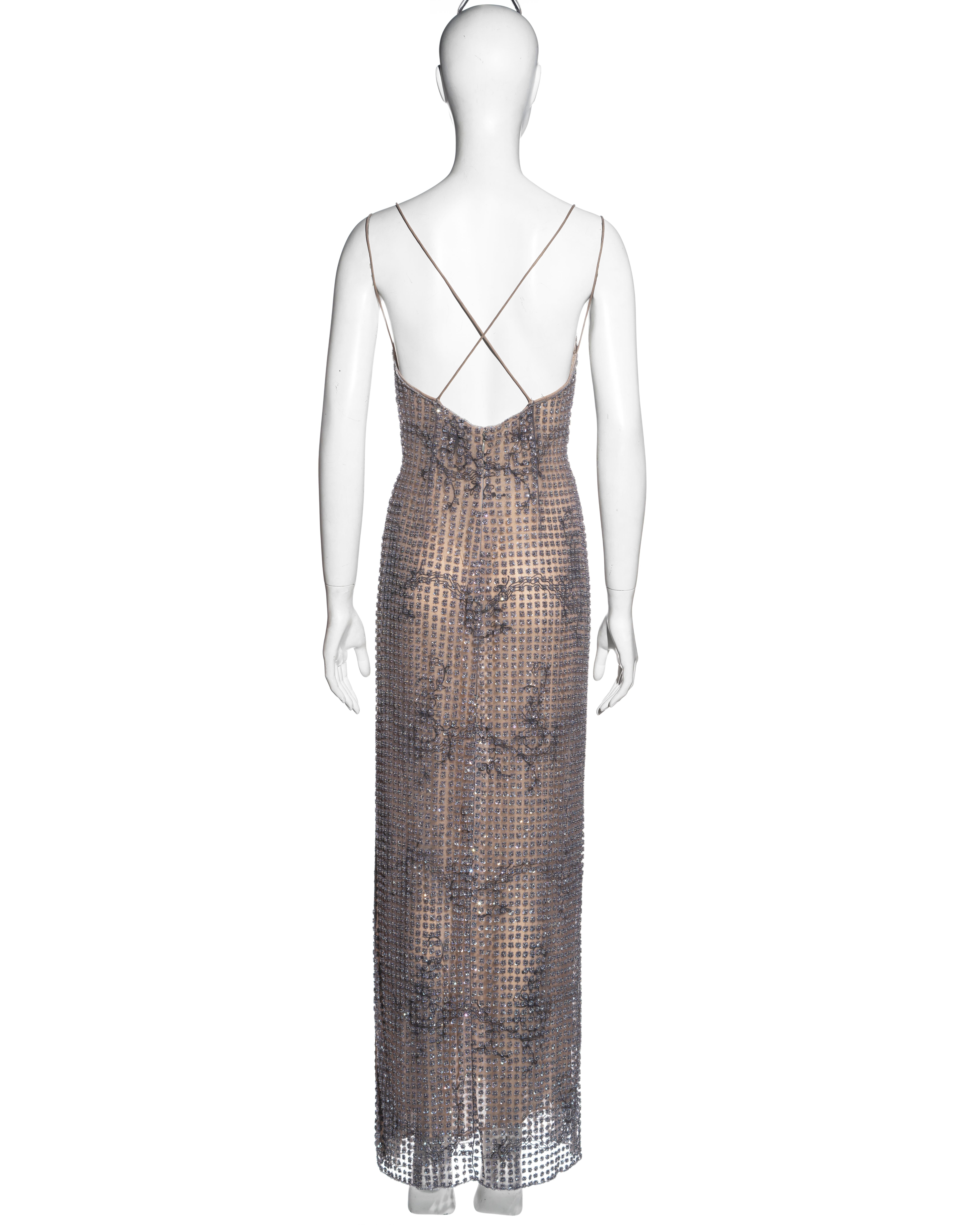 Giorgio Armani lavender beaded tulle evening dress with embroidery, ss 2000 6