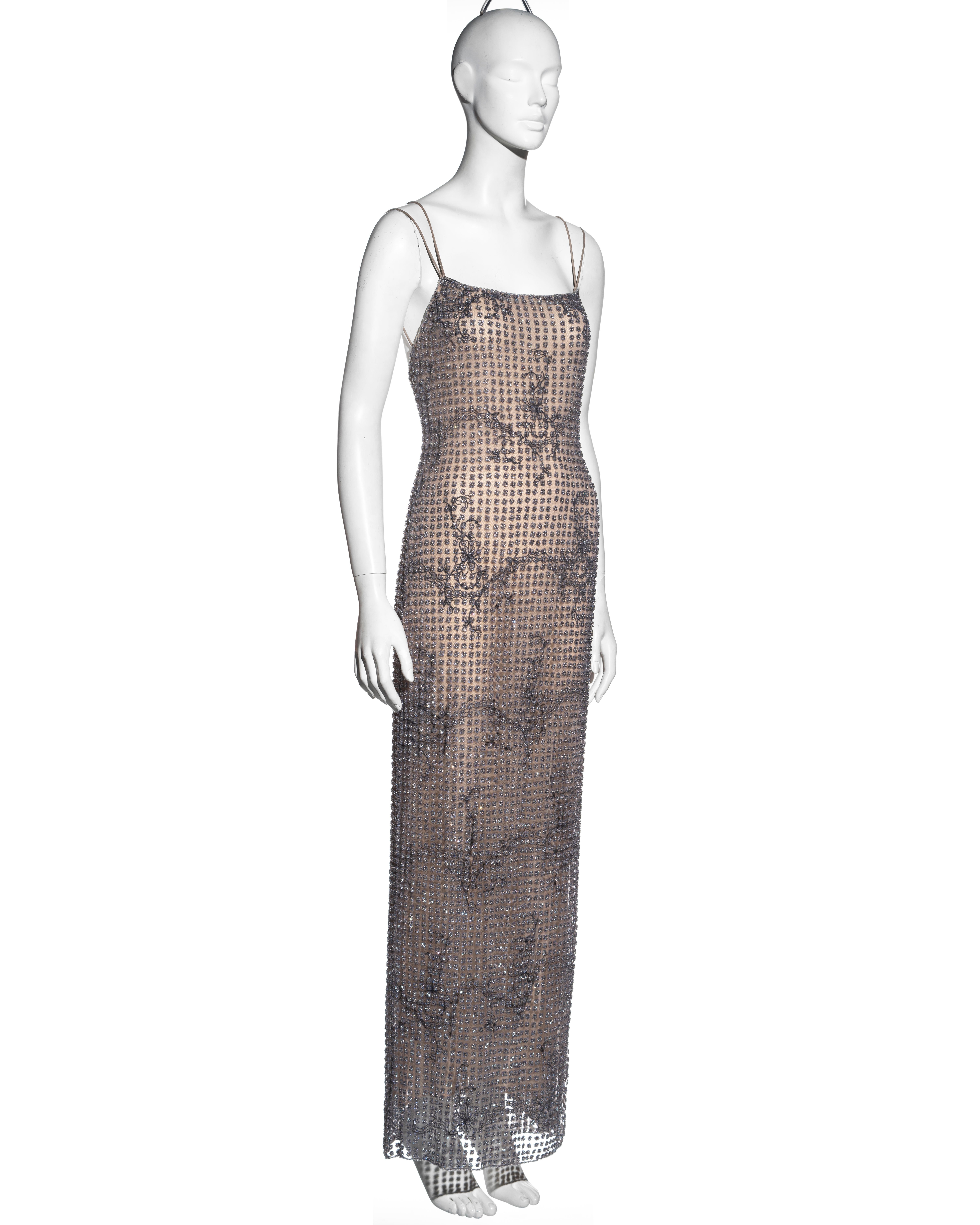Giorgio Armani lavender beaded tulle evening dress with embroidery, ss 2000 1