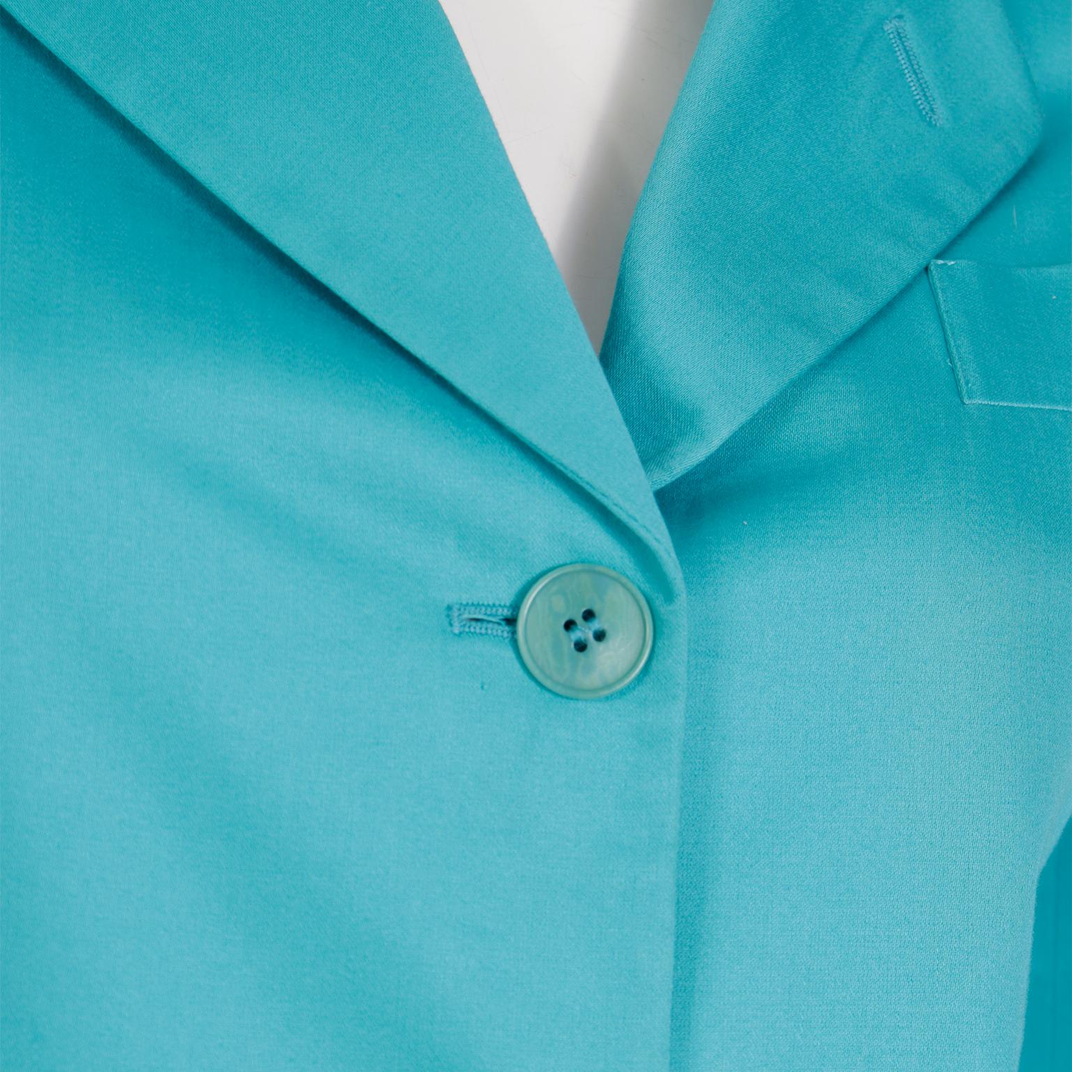 Giorgio Armani Le Collezioni Aqua Blue Women's Longline Blazer Jacket 3