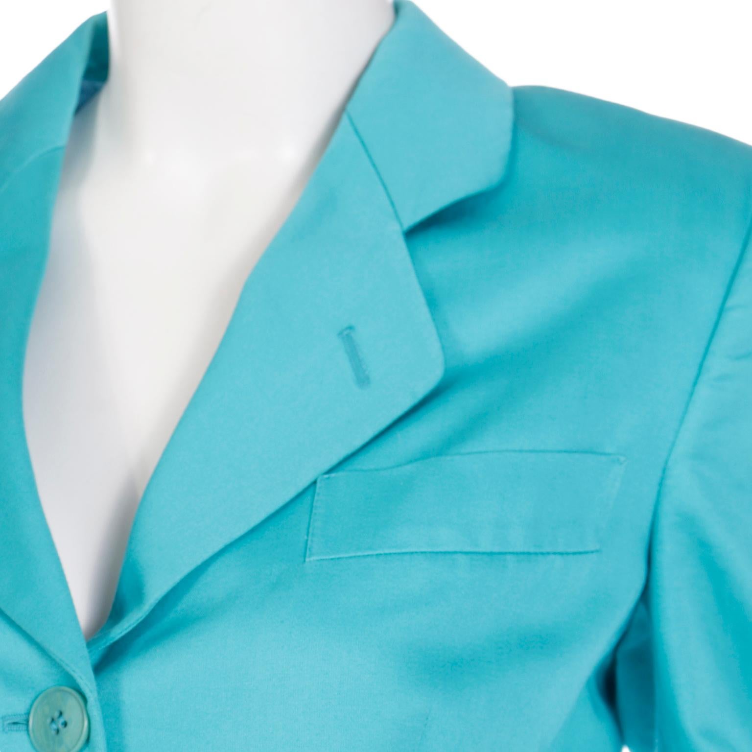 Giorgio Armani Le Collezioni Aqua Blue Women's Longline Blazer Jacket 4