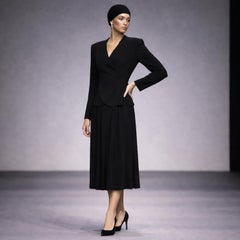 Giorgio Armani Le Collezioni Giacca Nera Top & Gonna Tuta Miscela Seta Taglia US 10